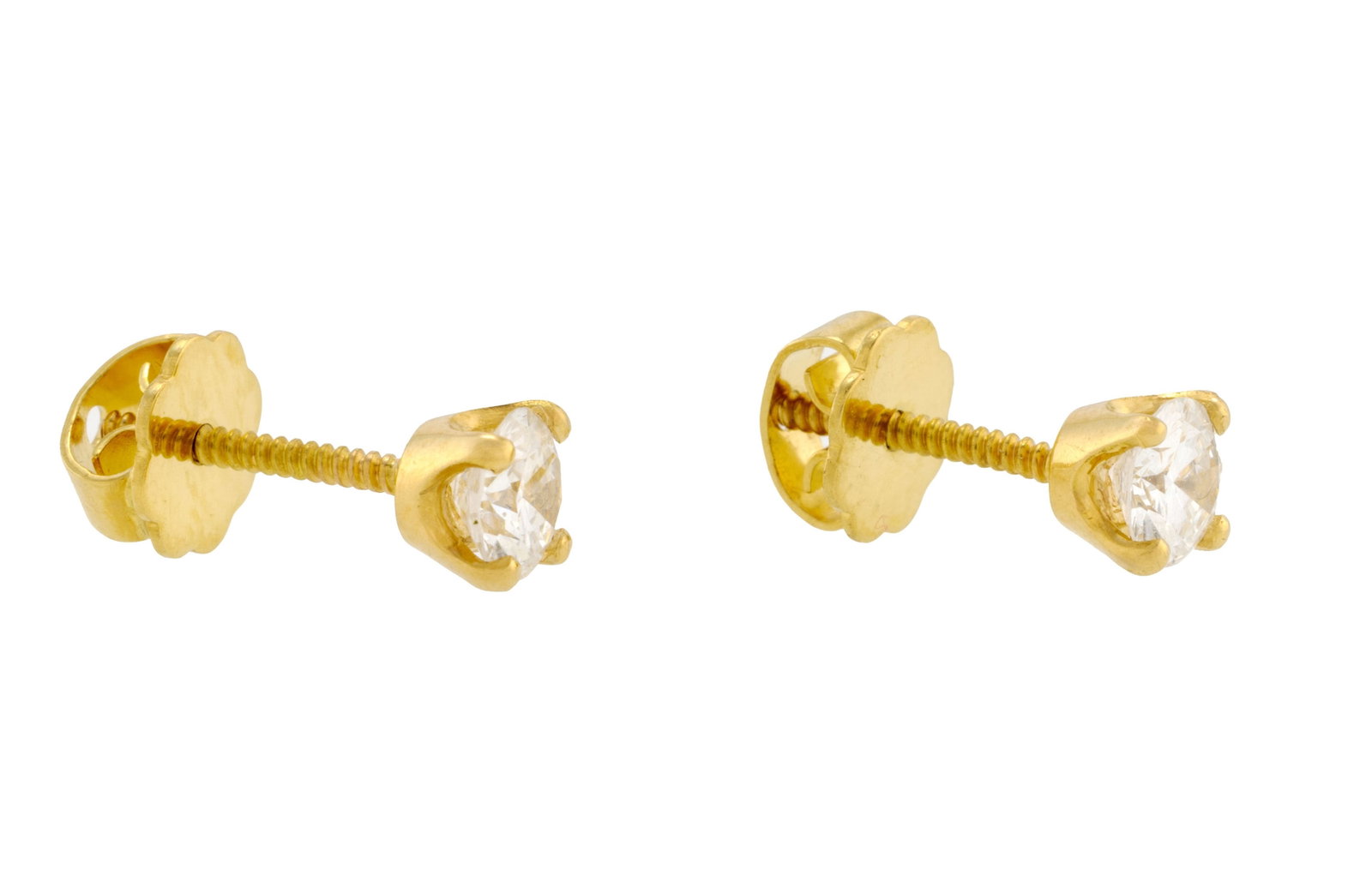 Paire de clous d’oreilles en or 750 sertis de deux diamants taille brillant (env. 0.3 ct chacu - 3