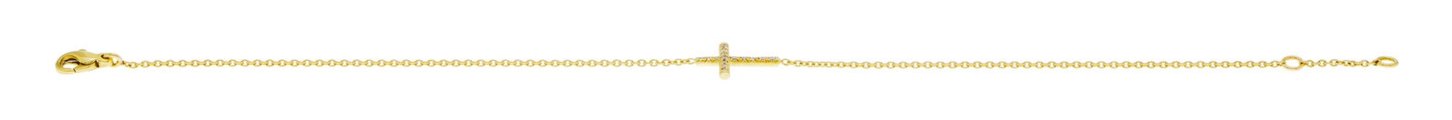 Bracelet or 750 à maille forçat et motif croix serti de diamants taille brillant, long. 19 - 2