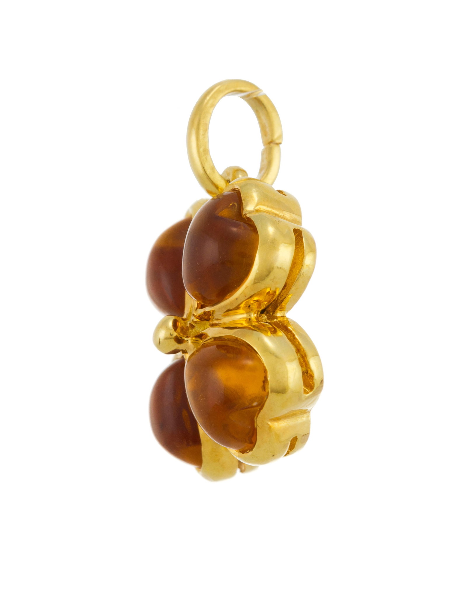 Adler, pendentif trèfle or 750 serti de citrines cabochons taille cœur, signé, h. 1.6 - 2