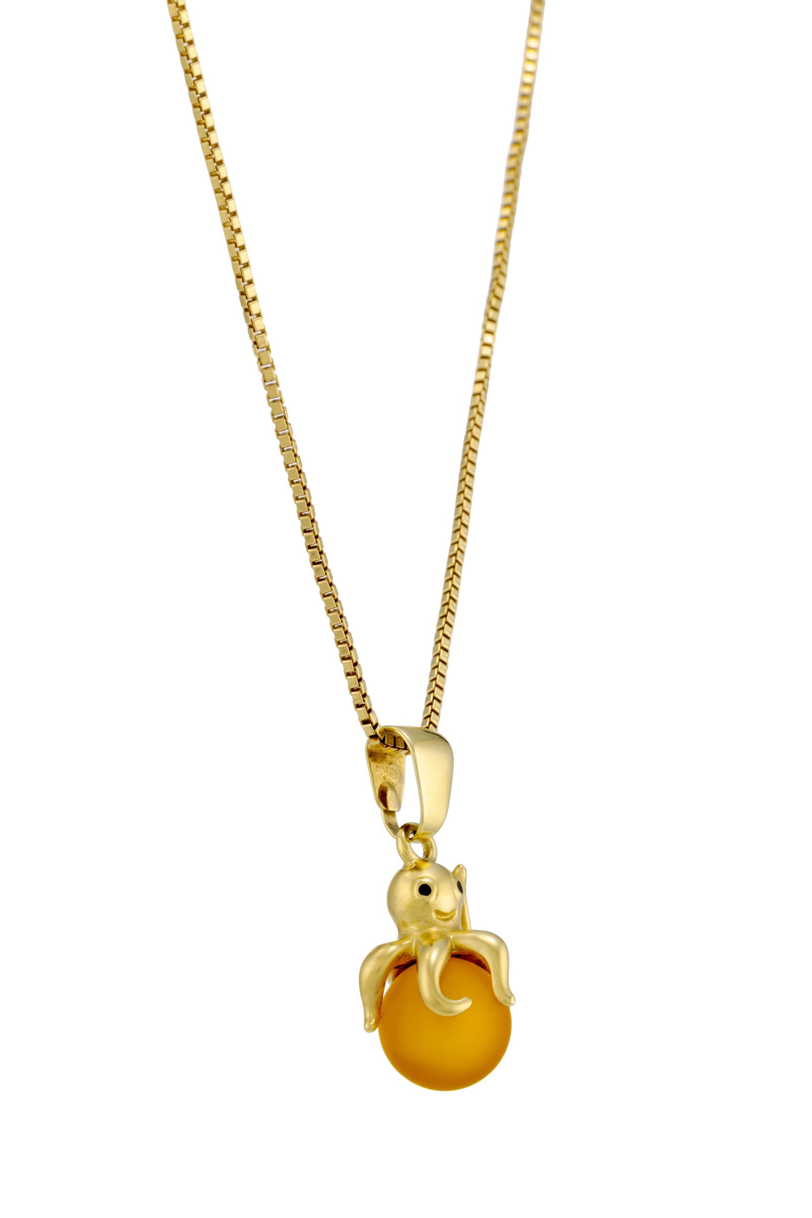 Pendentif or 750 satiné figurant un poulpe sur une bille de verre orangé dépoli, les  - 2