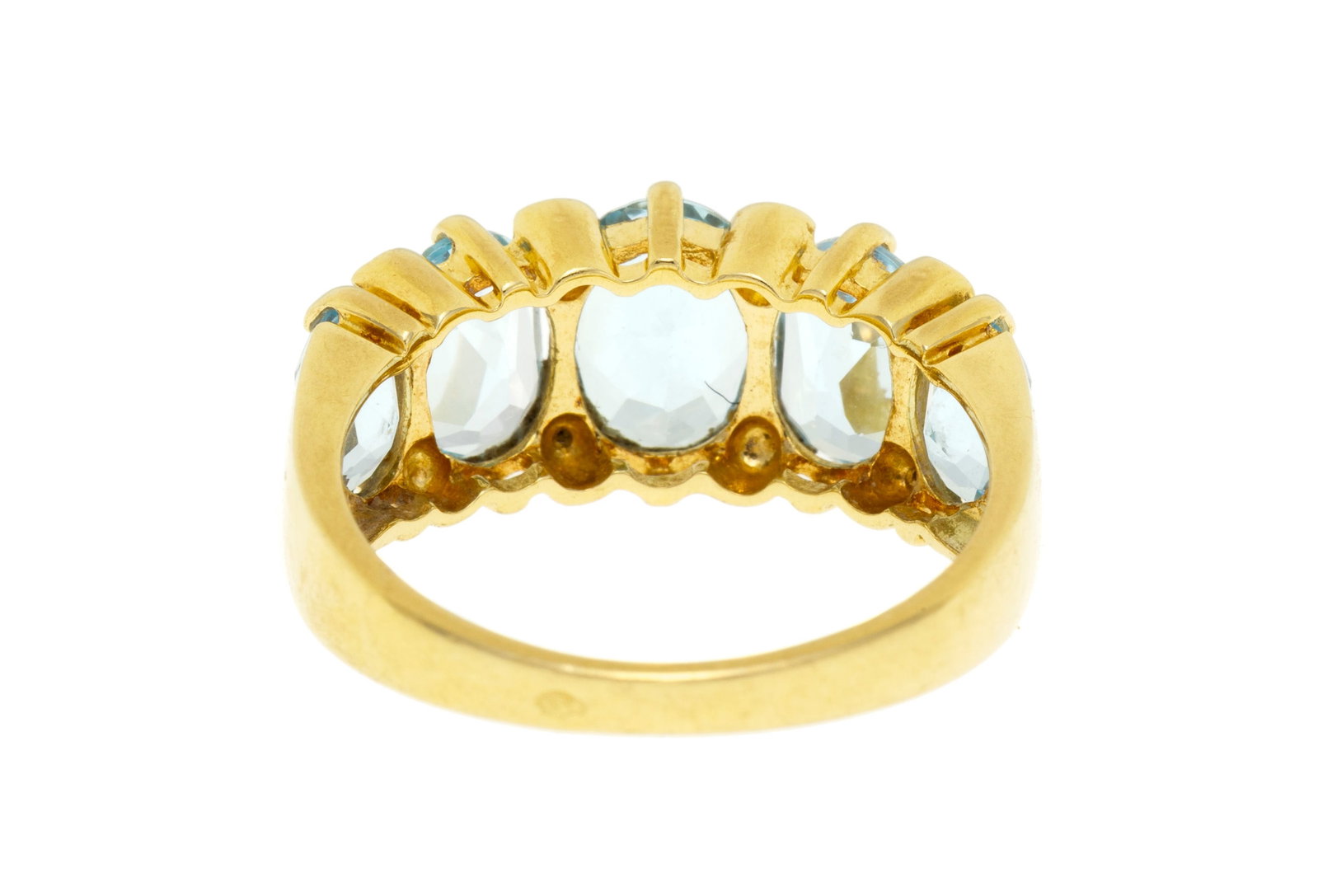 Bague or 750 sertie de topazes taille ovale en chute alternés de diamants taille 8/8, doigt 54- - 3