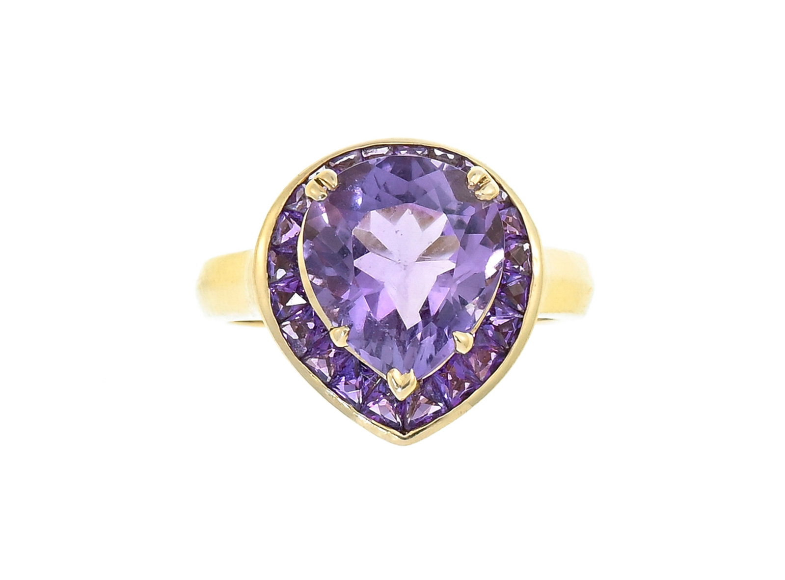 Mouawad, bague or 750 sertie d'une améthyste taille poire entourée d'améthystes calib - 2
