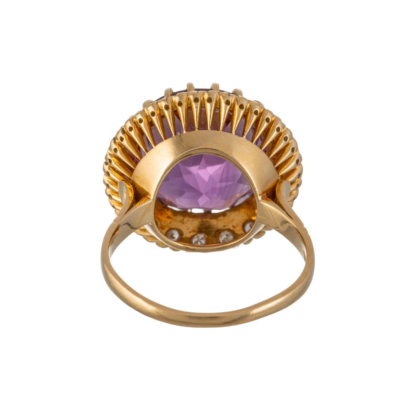 Bague or 750 sertie d'une améthyste entourée de diamants taille 8/8, doigt 52-12, 6g - 3