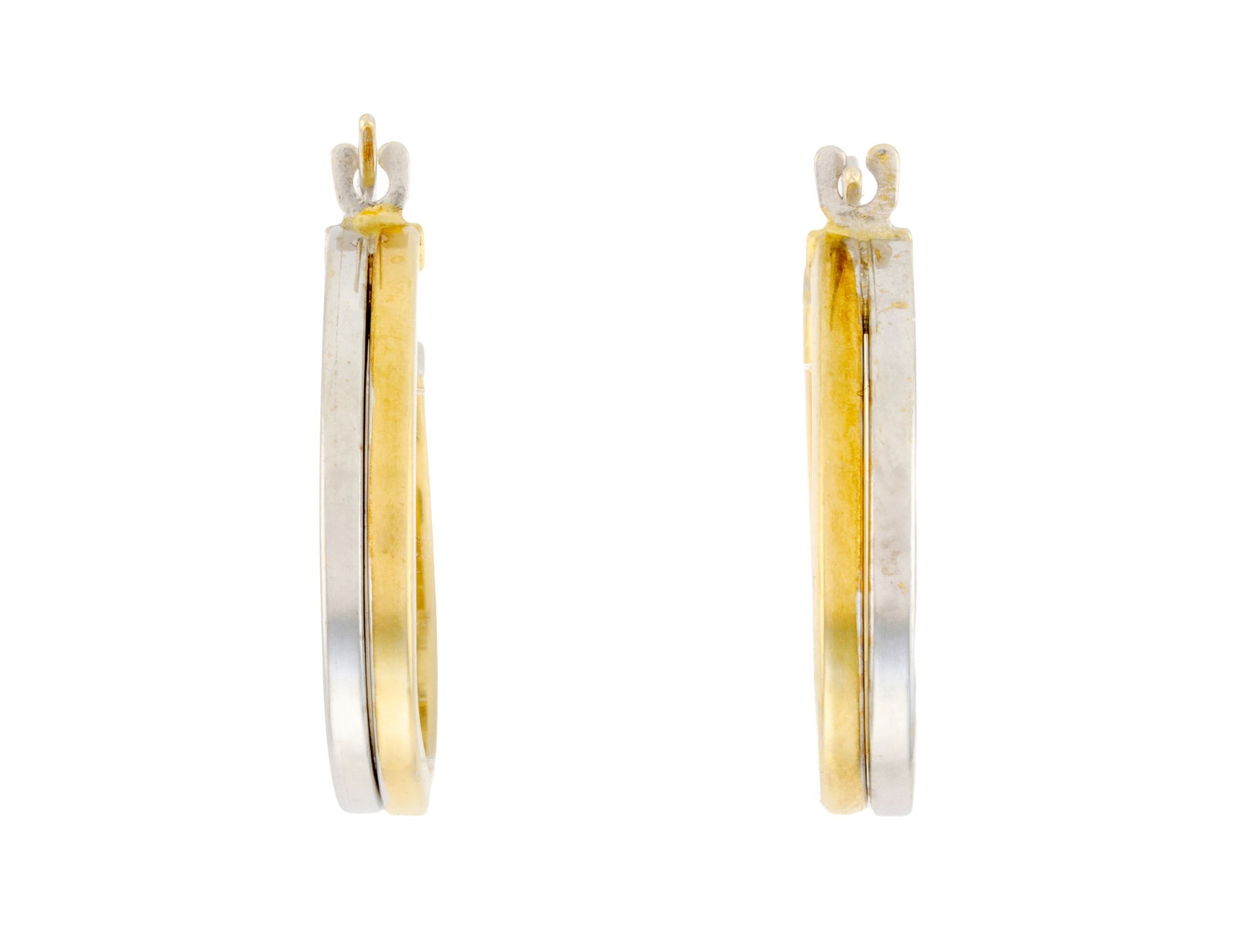 Paire de créoles 2 ors 750, h. 2 cm, 1g - 3