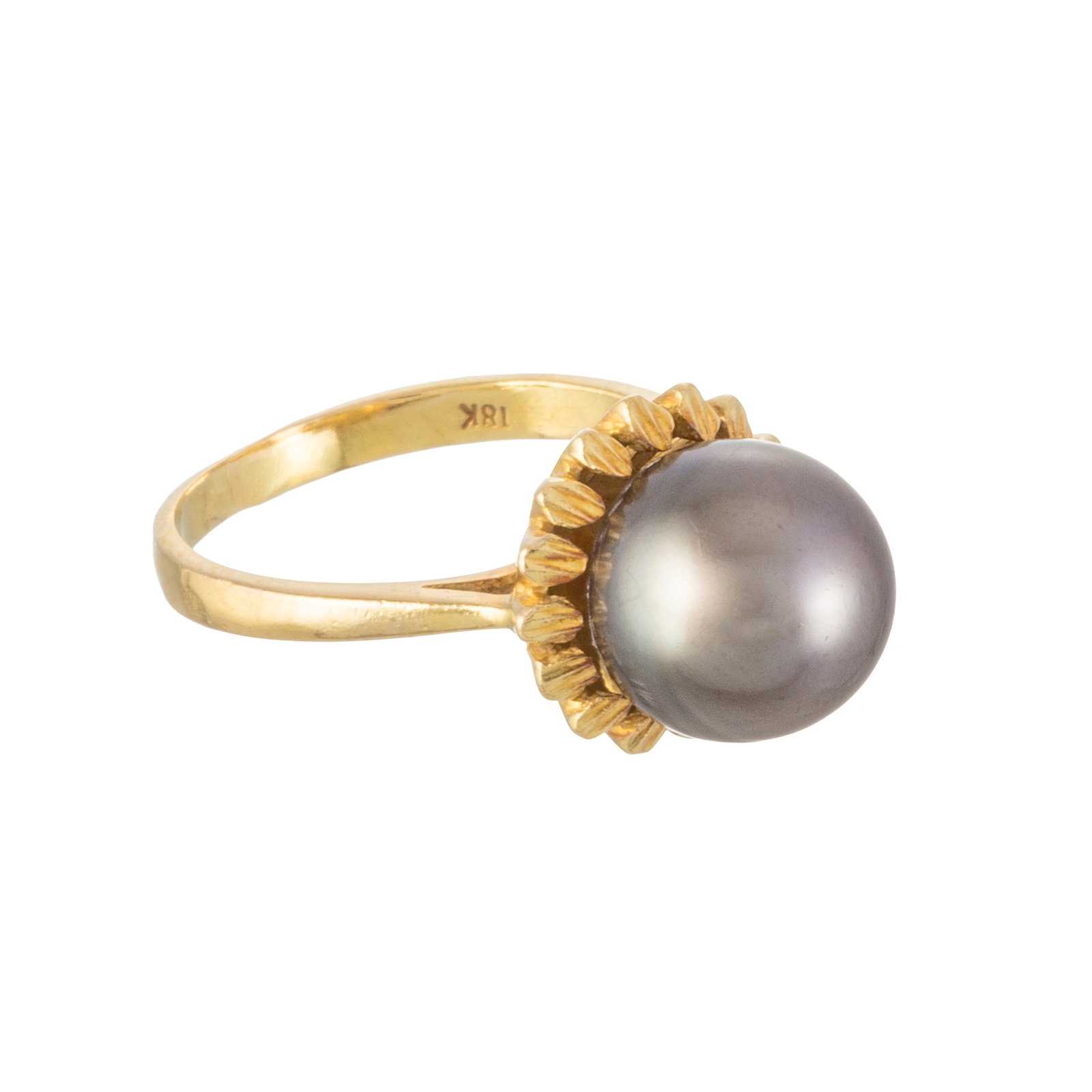 Bague or 750 ornée d'une perle de culture de Tahiti, doigt 52-12, 4g Les bénéfic - 2