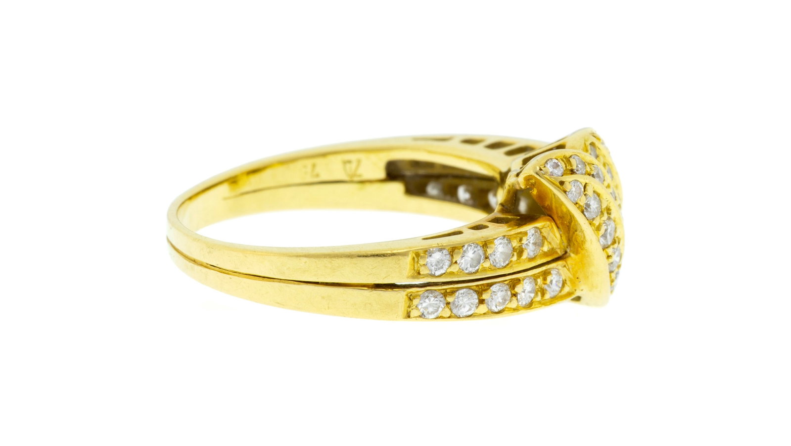 Bague or 750 sertie de lignes de diamants taille brillant, doigt 52-12, 4g - 2