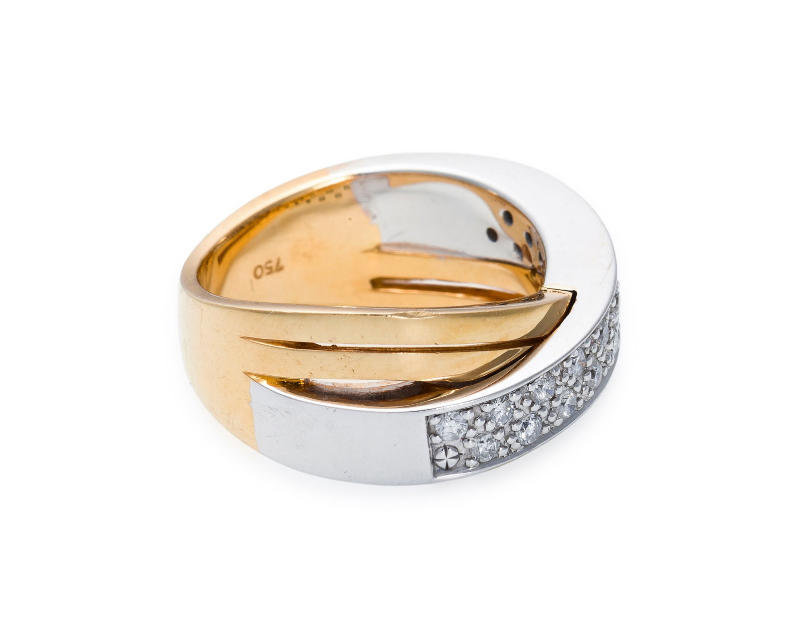 Bague 2 ors 750 sertie de diamants taille brillant, doigt 52-12, 10g - 2