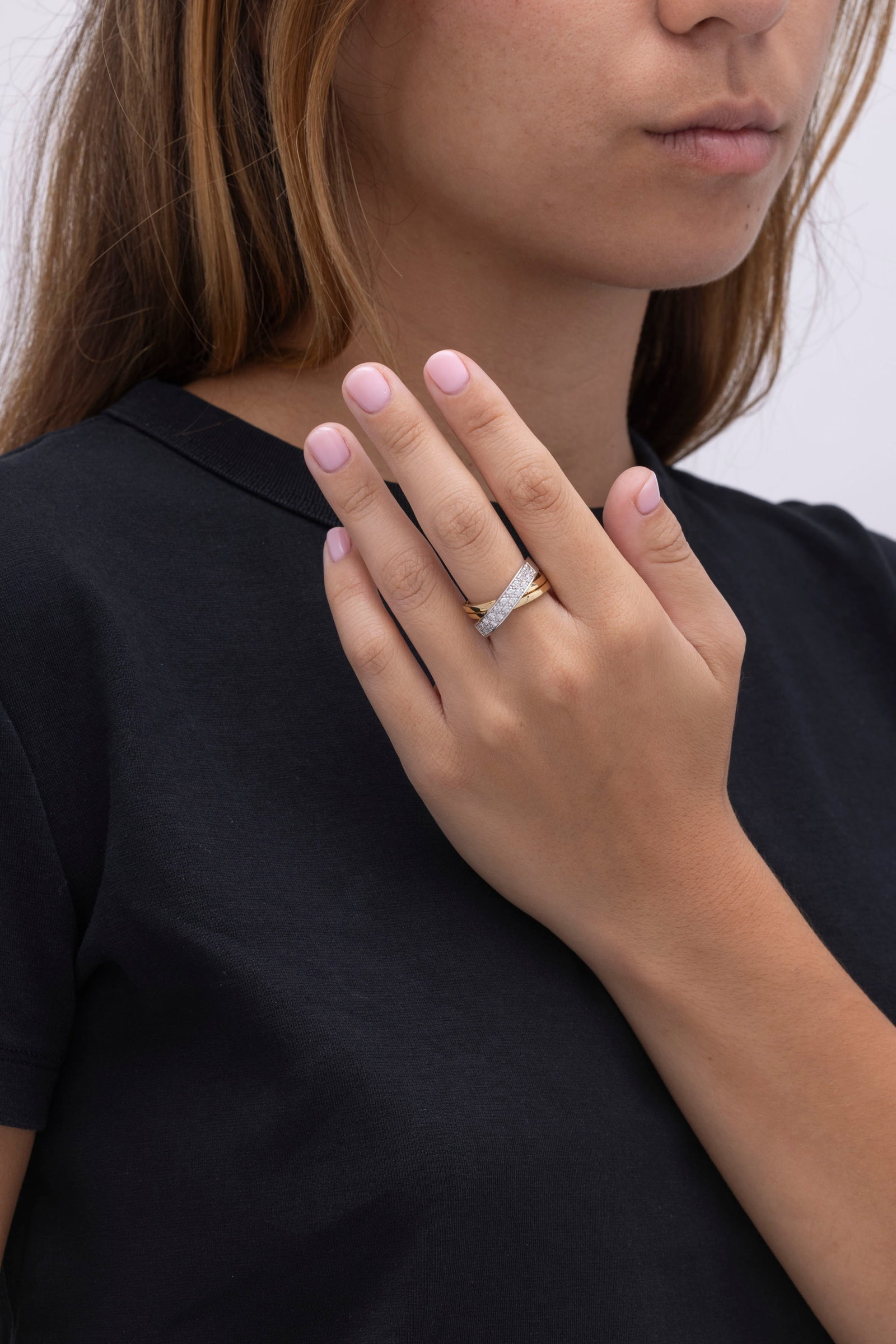 Bague 2 ors 750 sertie de diamants taille brillant, doigt 52-12, 10g - 4