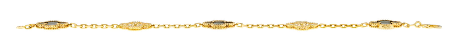 Van Cleef & Arpels, Alhambra, bracelet en or 750 orné de 5 motifs sertis de diamants taille bri - 7