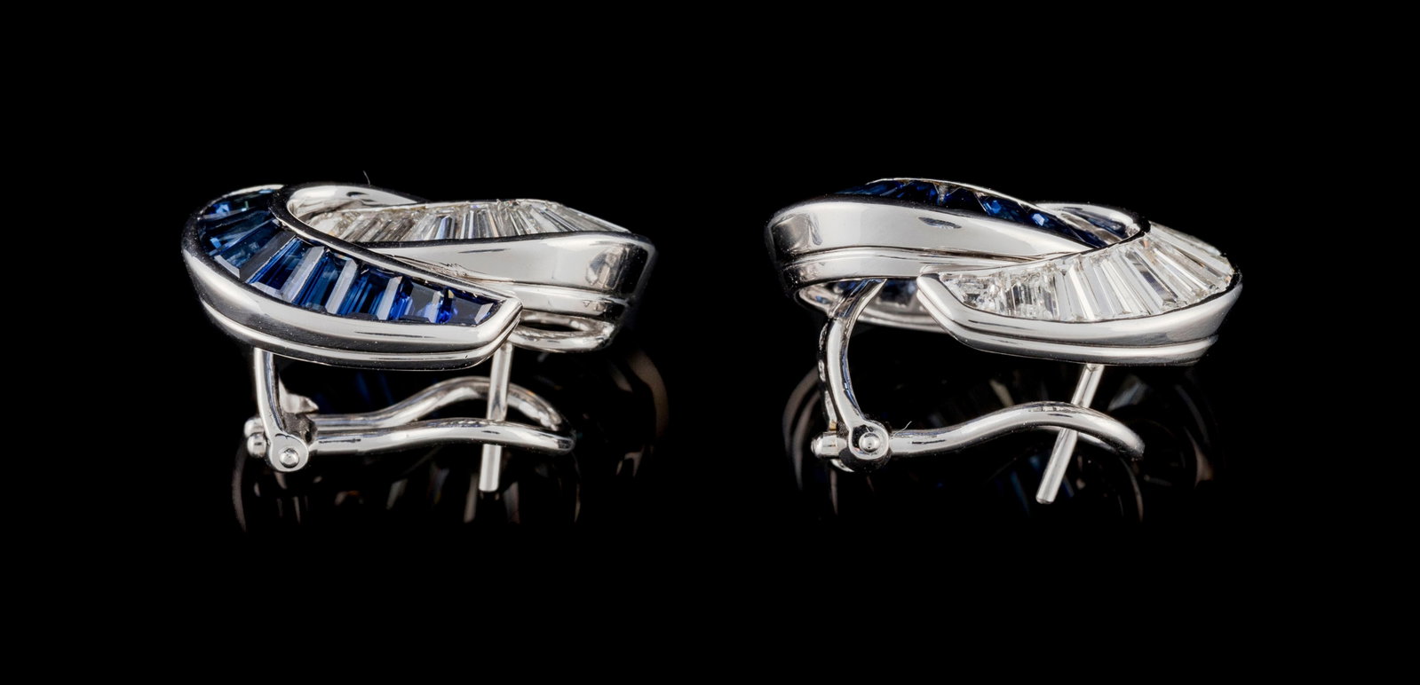 Gübelin, paire de clips d'oreilles or gris 750 à motif boucles entrelacées serties en - 2