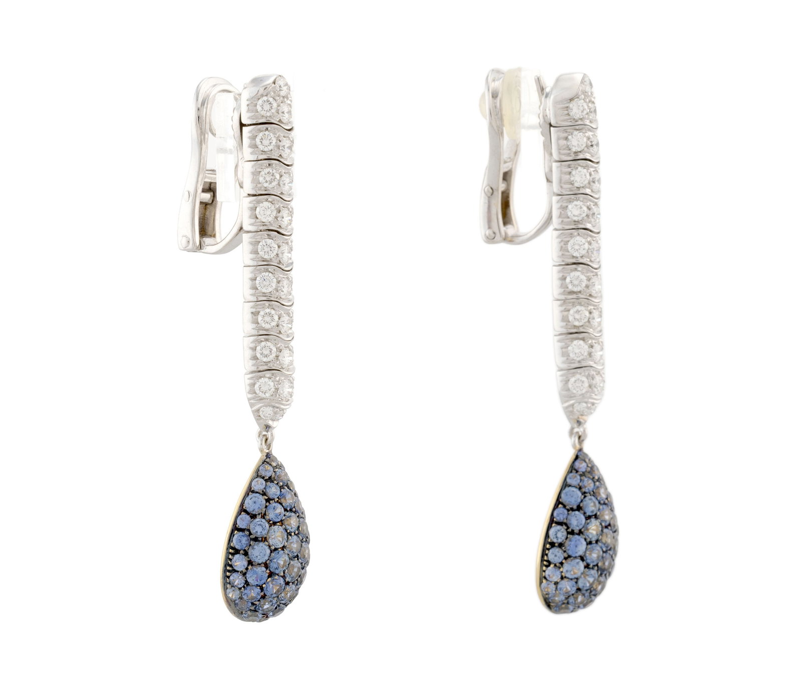 Vacheron Constantin, paire de pendants d'oreilles or, or gris et or noirci 750 en succession de vagu - 2