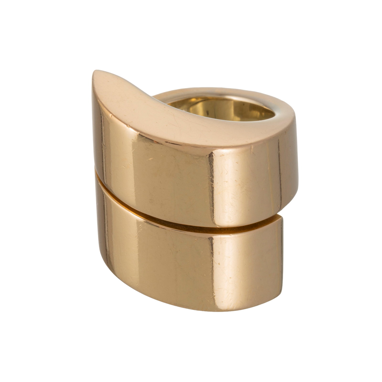 Vhernier, Dondolo, bague or 750 formée d'un double bandeau bombé, signée, doigt 52-12 - 2