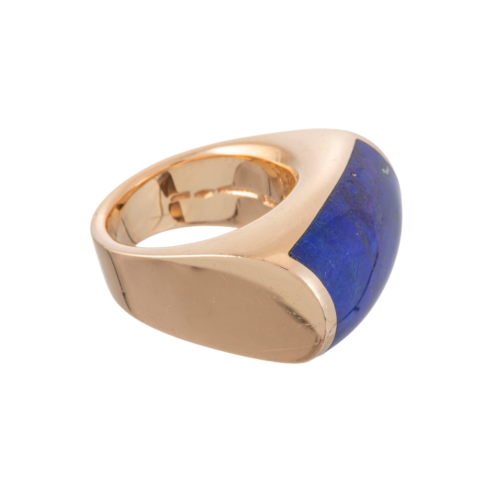 Vhernier, Plateau, bague or 750 ornée d'un élément en lapis-lazuli, signée, doig - 3