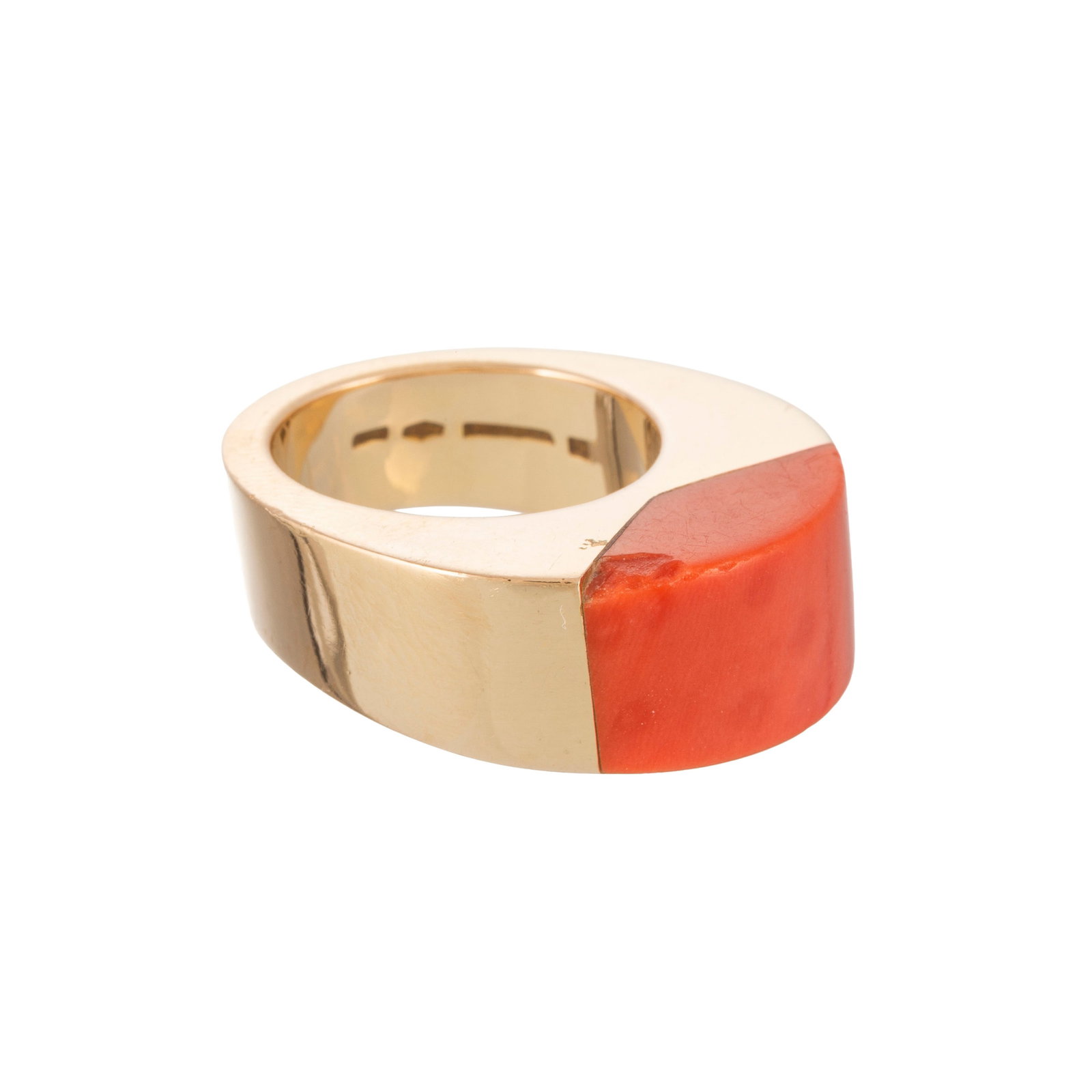 Vhernier, Timpano, bague or 750 ornée d'un élément en corail, signée, doigt 54-1 - 3