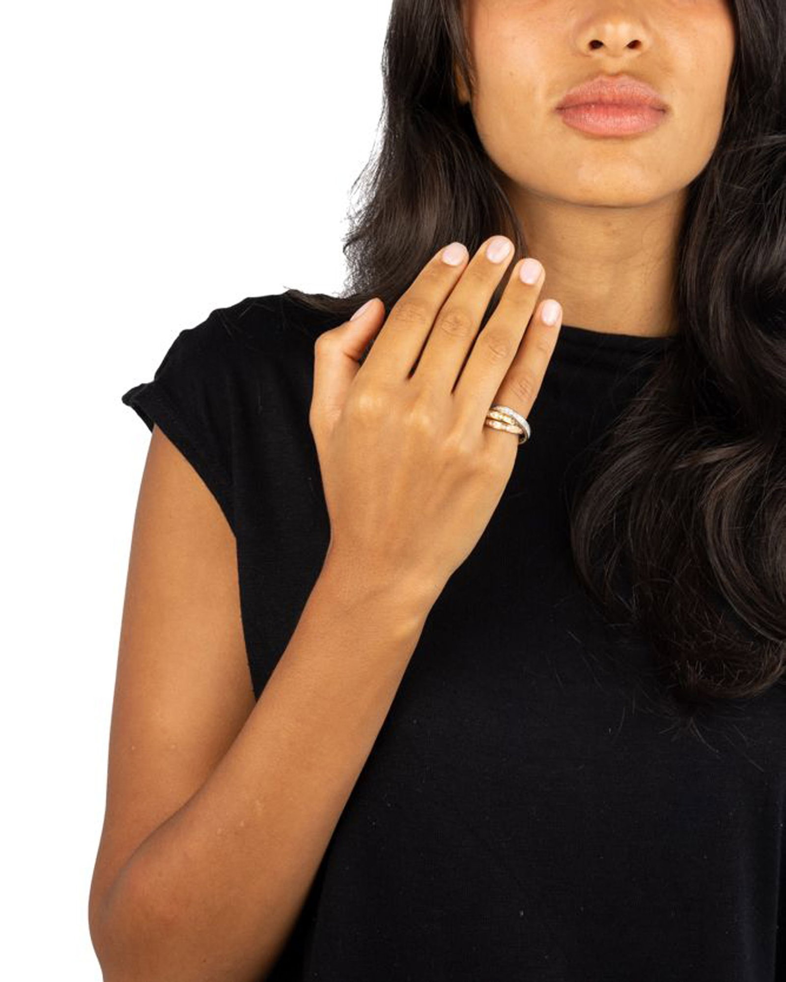 Cartier, Trinity, bague 3 ors 750 composée de 3 anneaux rivières sertis de diamants taille - 2