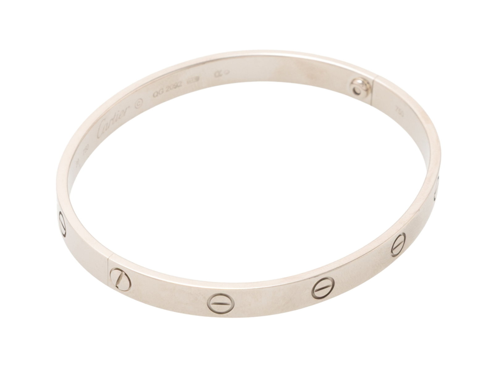 Cartier, Love, bracelet rigide or gris 750, signé, numéroté QG2092, circ. 20 cm, 38g - 2