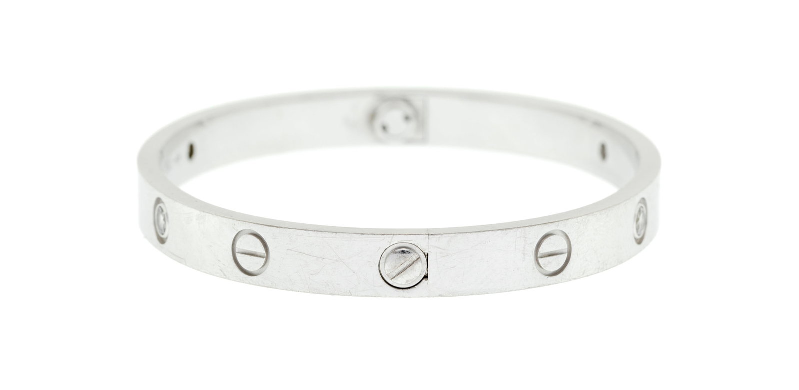 Cartier, Love, bracelet rigide en or gris 750, signé, numéroté TA2041, circ. 17 cm, 3 - 2