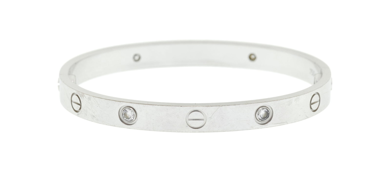 Cartier, Love, bracelet rigide en or gris 750, signé, numéroté TA2041, circ. 17 cm, 3 - 3