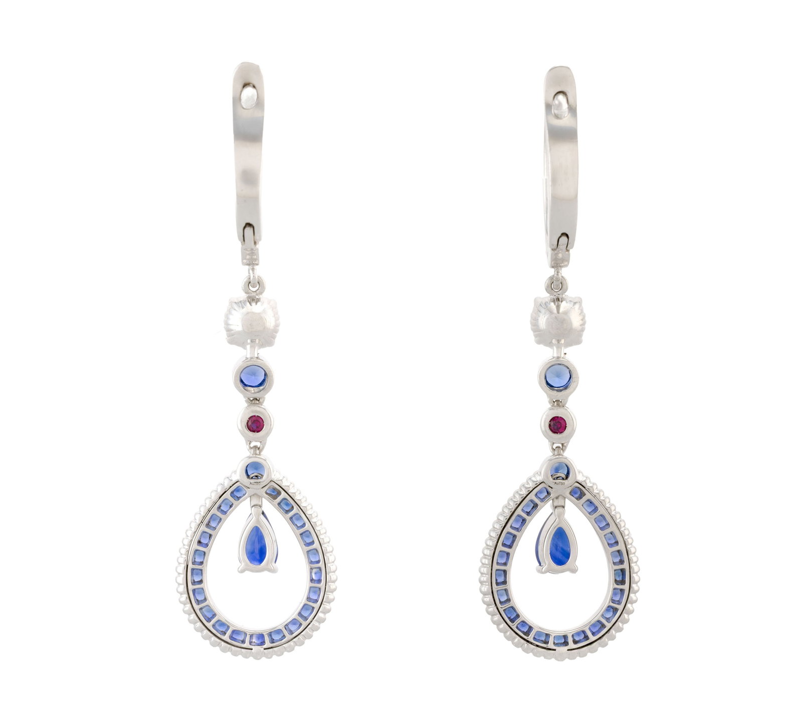 Fabergé, Colours of Love, paire de pendants d'oreilles or gris 750 sertis de saphirs et de diam - 3