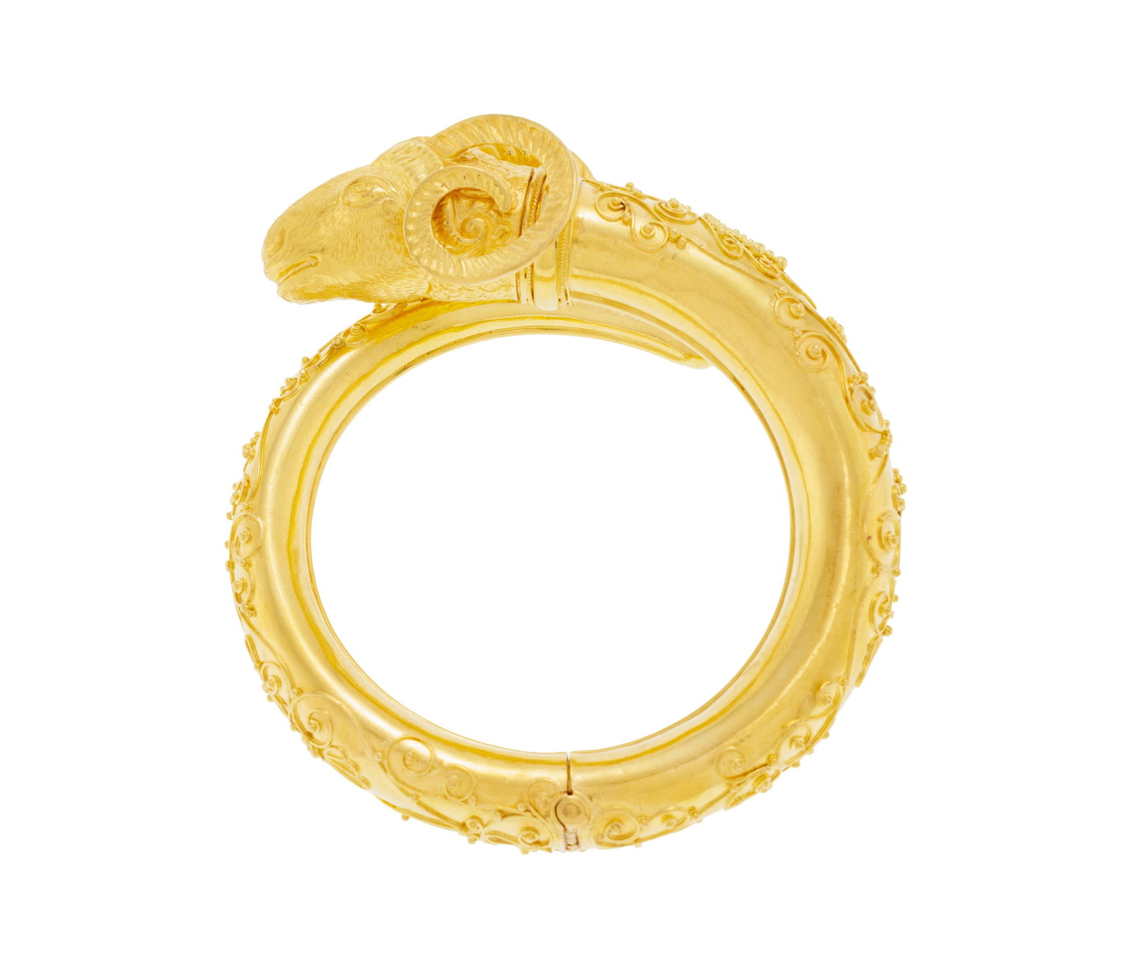 Lalaounis, bracelet rigide or 750 à décor filigrané et granulé orné d'une t - 4