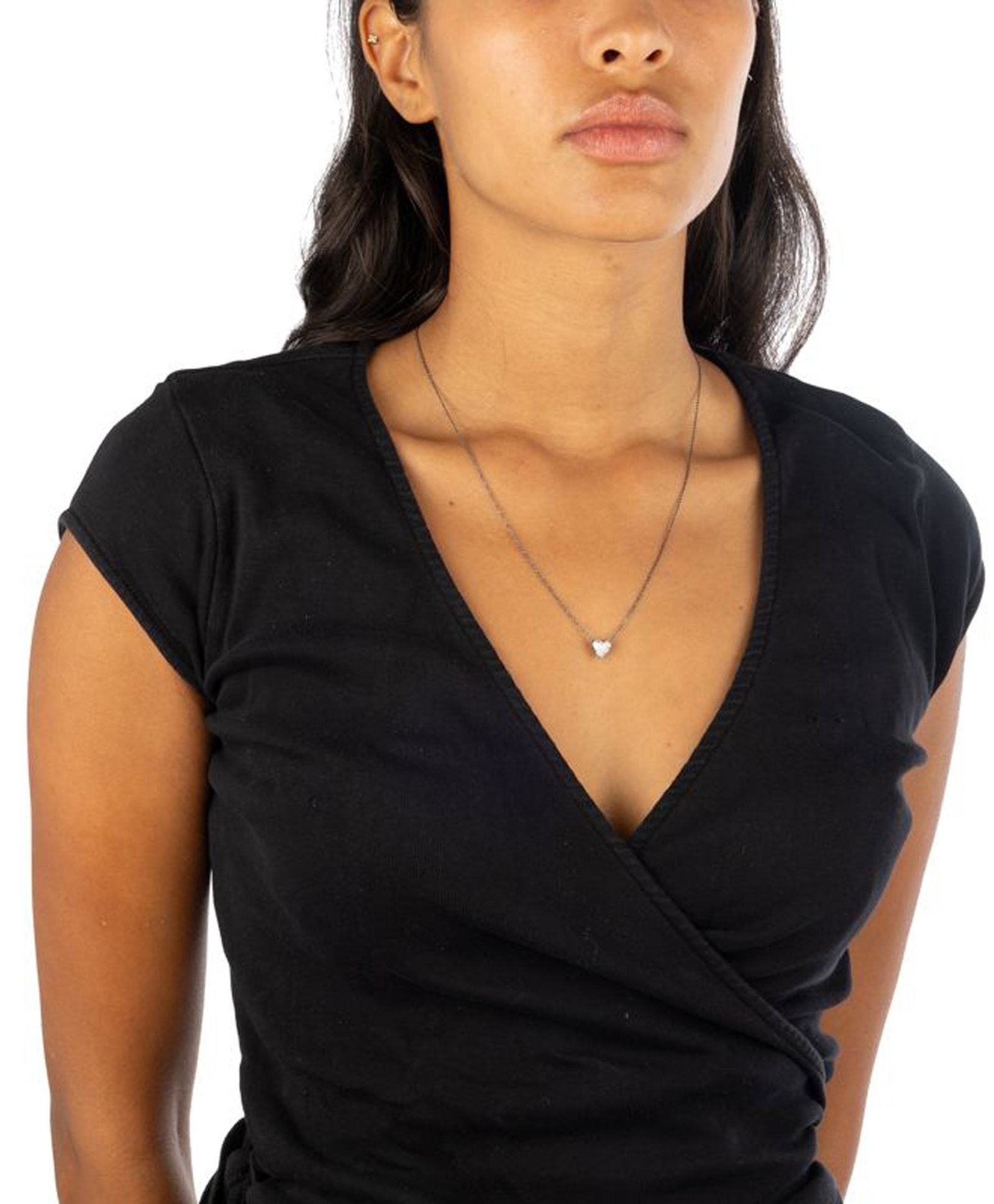 Collier platine noirci à maille forçat retenant un diamant taille cœur de 1.01 carat, - 4