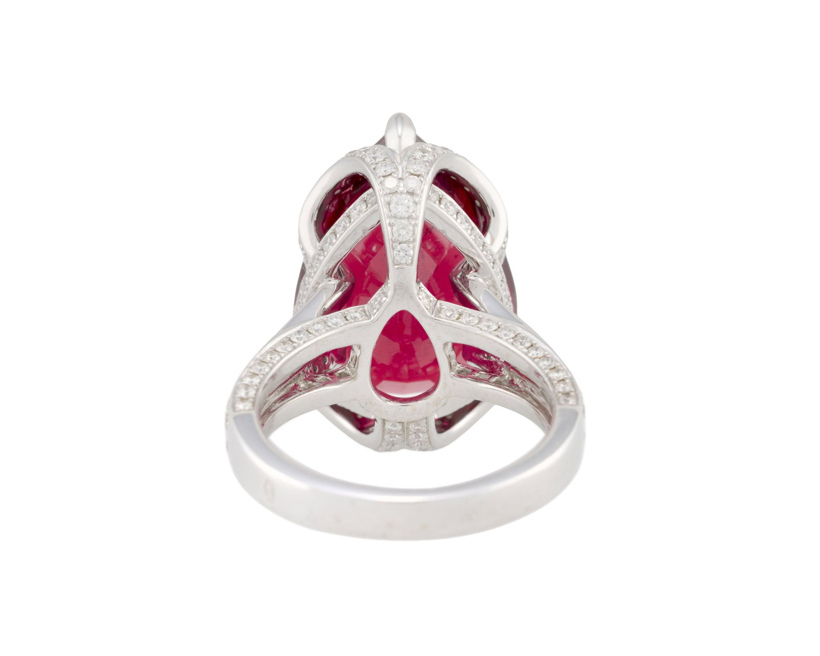 Isabelle Barrier, bague en or gris 750 pavée de diamants taille brillant enserrant une tourmali - 3