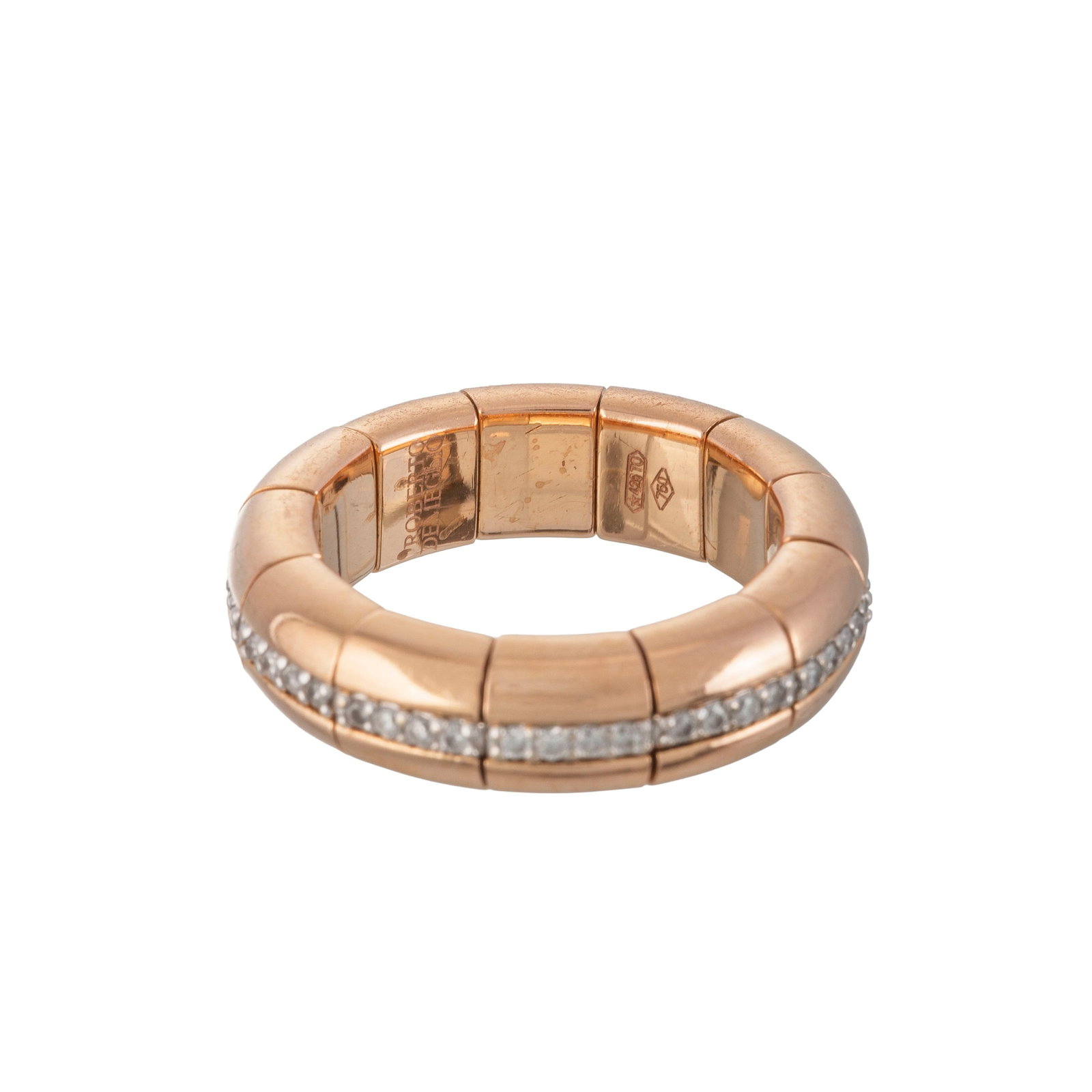 Roberto Demeglio, bague flexible 2 ors 750 sertie d'une ligne de diamants taille brillant, câbl - 3