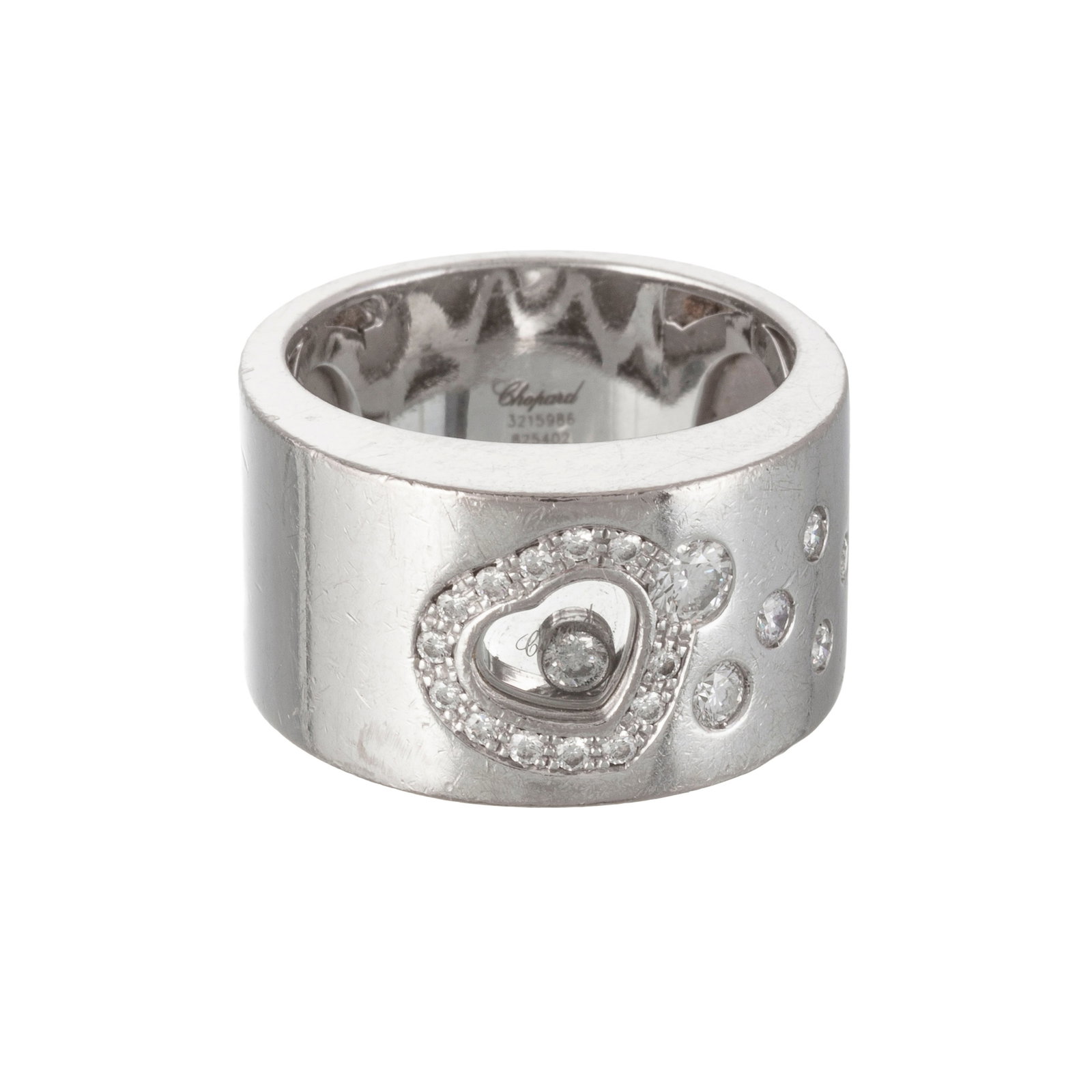 Chopard, Happy Diamond, bague or gris 750 sertie de diamants taille brillant dont un mobile entre de - 2