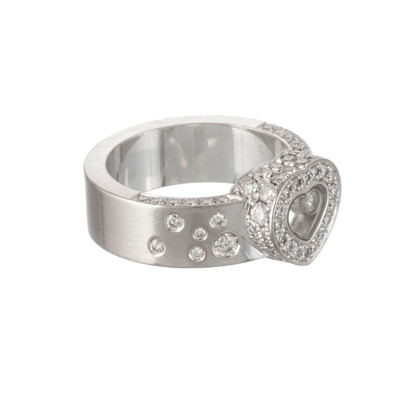 Chopard, Happy Diamonds, bague or gris 750 pavée de diamants taille brillant dont un mobile ent - 3