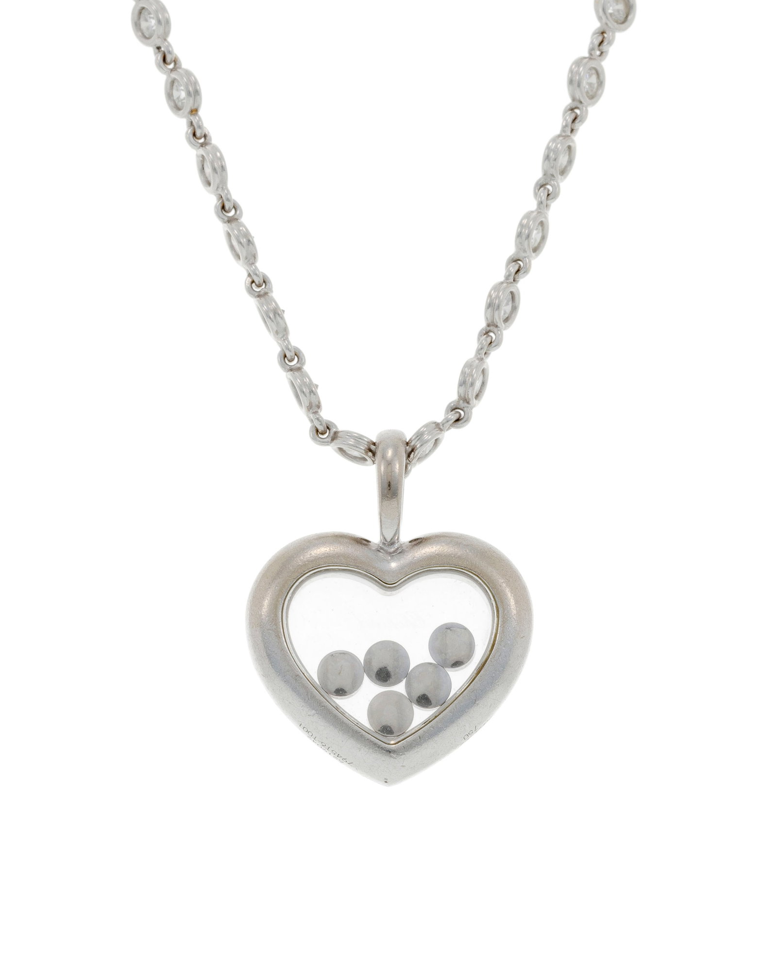 Chopard, Happy Diamonds, pendentif cœur en or gris 750 serti de diamants taille brillant dont c - 3
