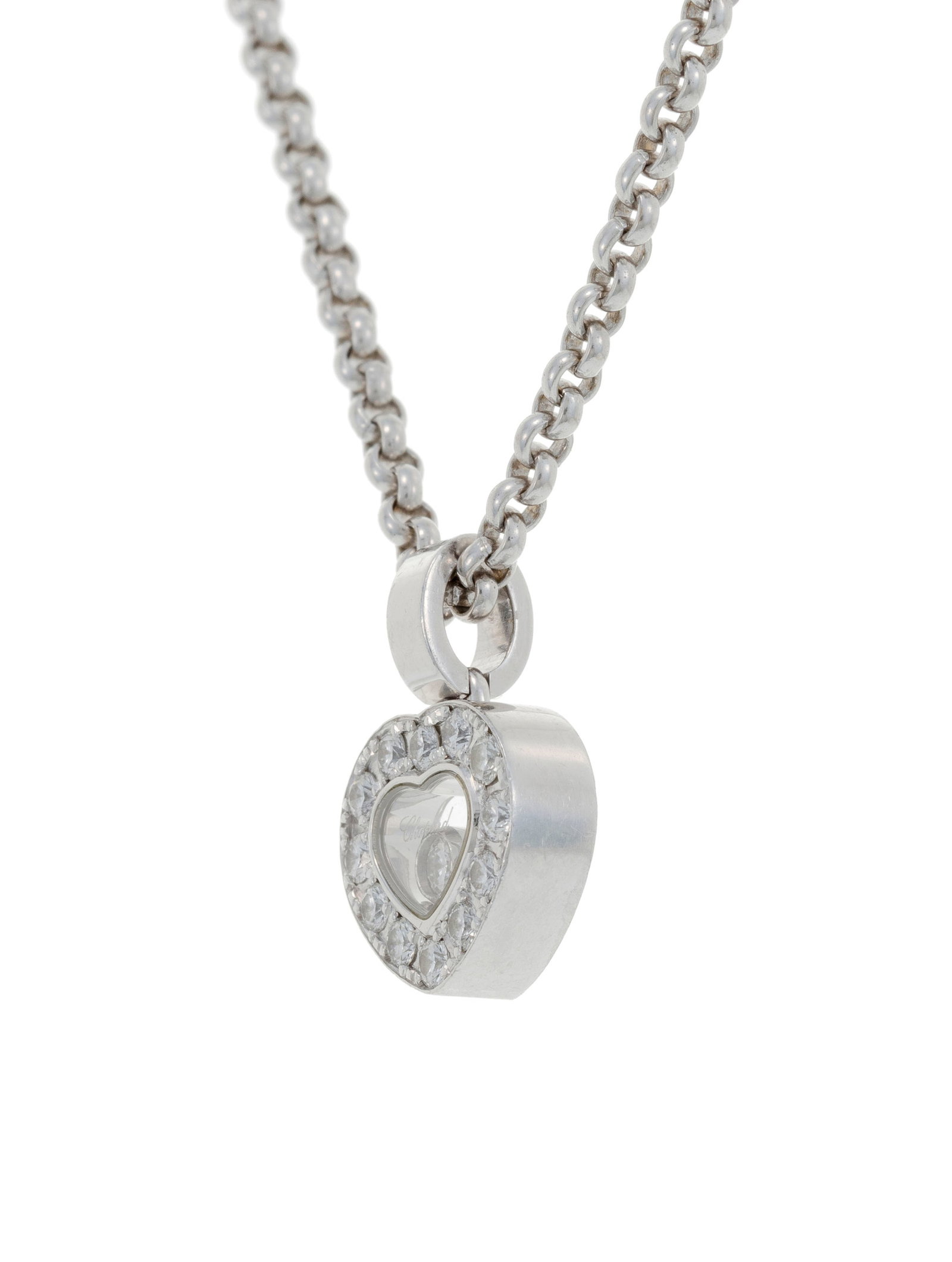 Chopard, Happy Diamonds, pendentif cœur or gris 760 serti de diamants taille brillant dont un m - 2