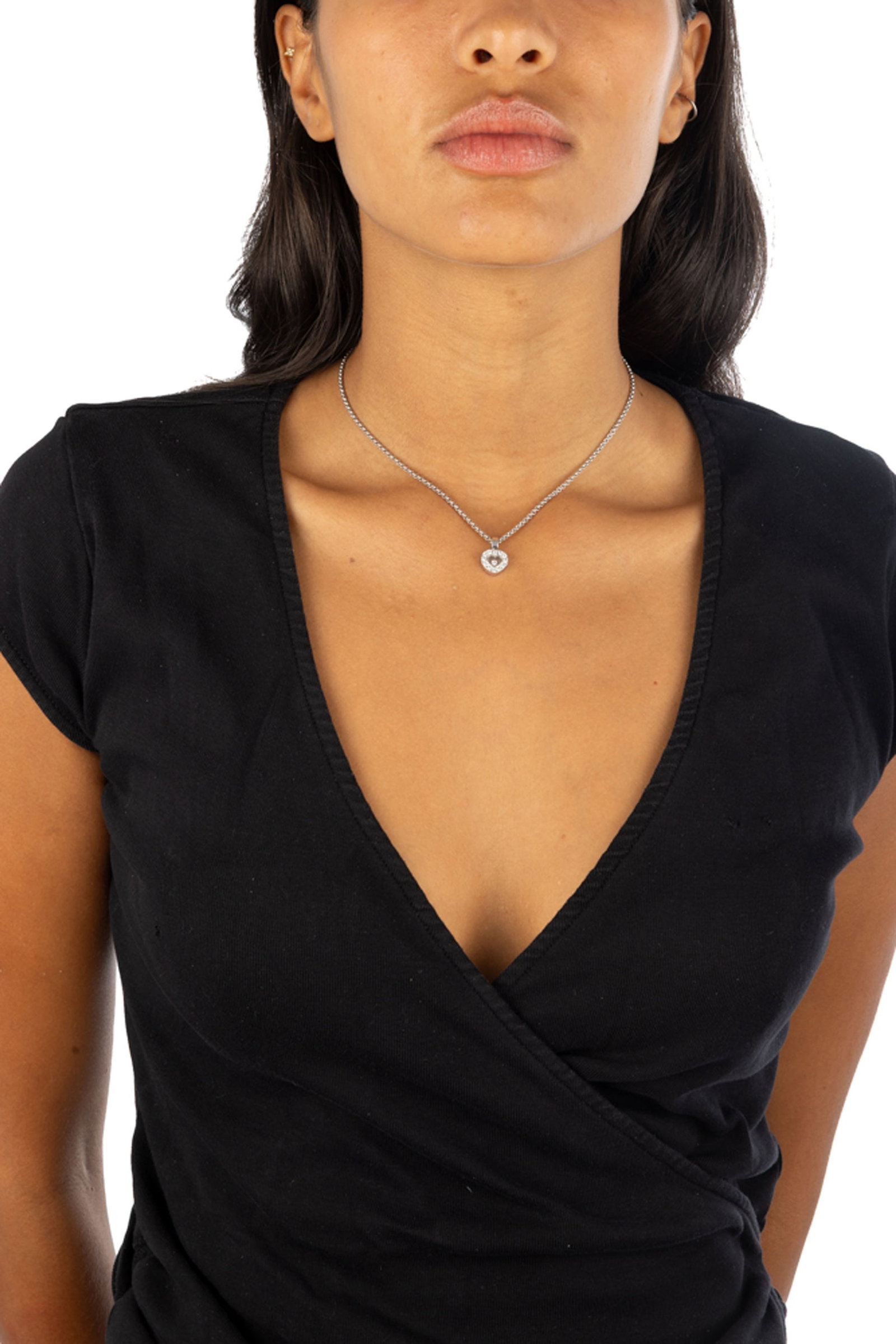 Chopard, Happy Diamonds, pendentif cœur or gris 760 serti de diamants taille brillant dont un m - 4