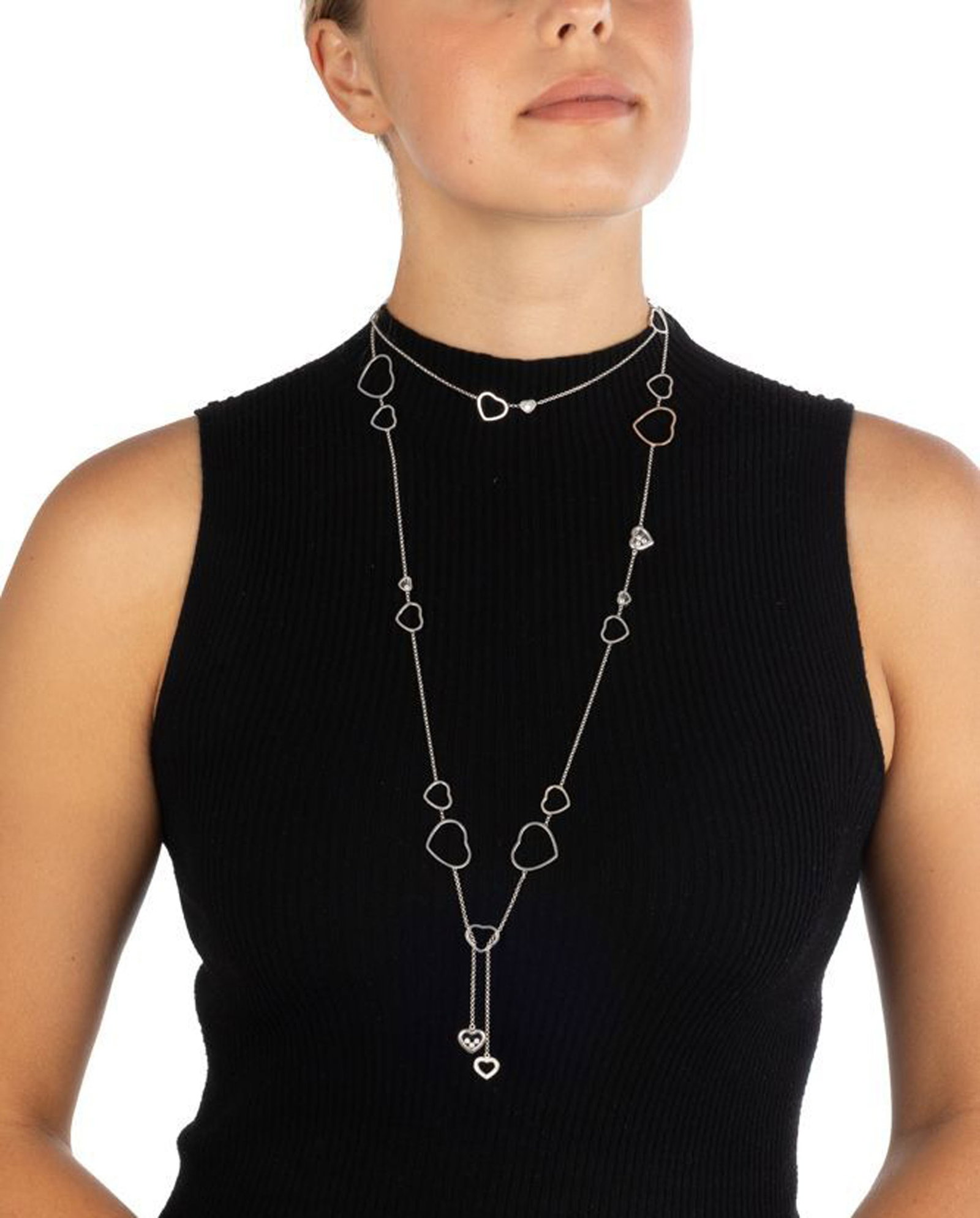 Chopard, Happy Hearts, sautoir or gris 750 à maille jaseron orné de cœurs ajouré - 2
