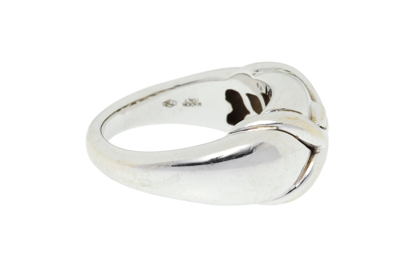 Bulgari, Trika, bague or gris 750 à décor croisé, signée, doigt 52-12, 11g - 2