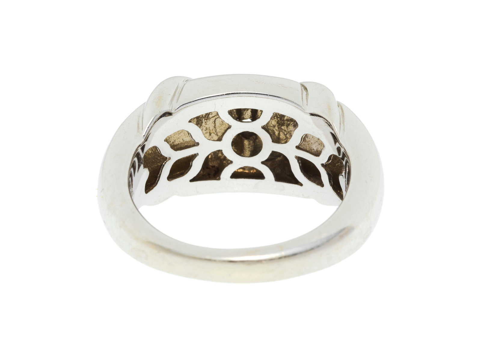 Bulgari, Trika, bague or gris 750 à décor croisé, signée, doigt 52-12, 11g - 3