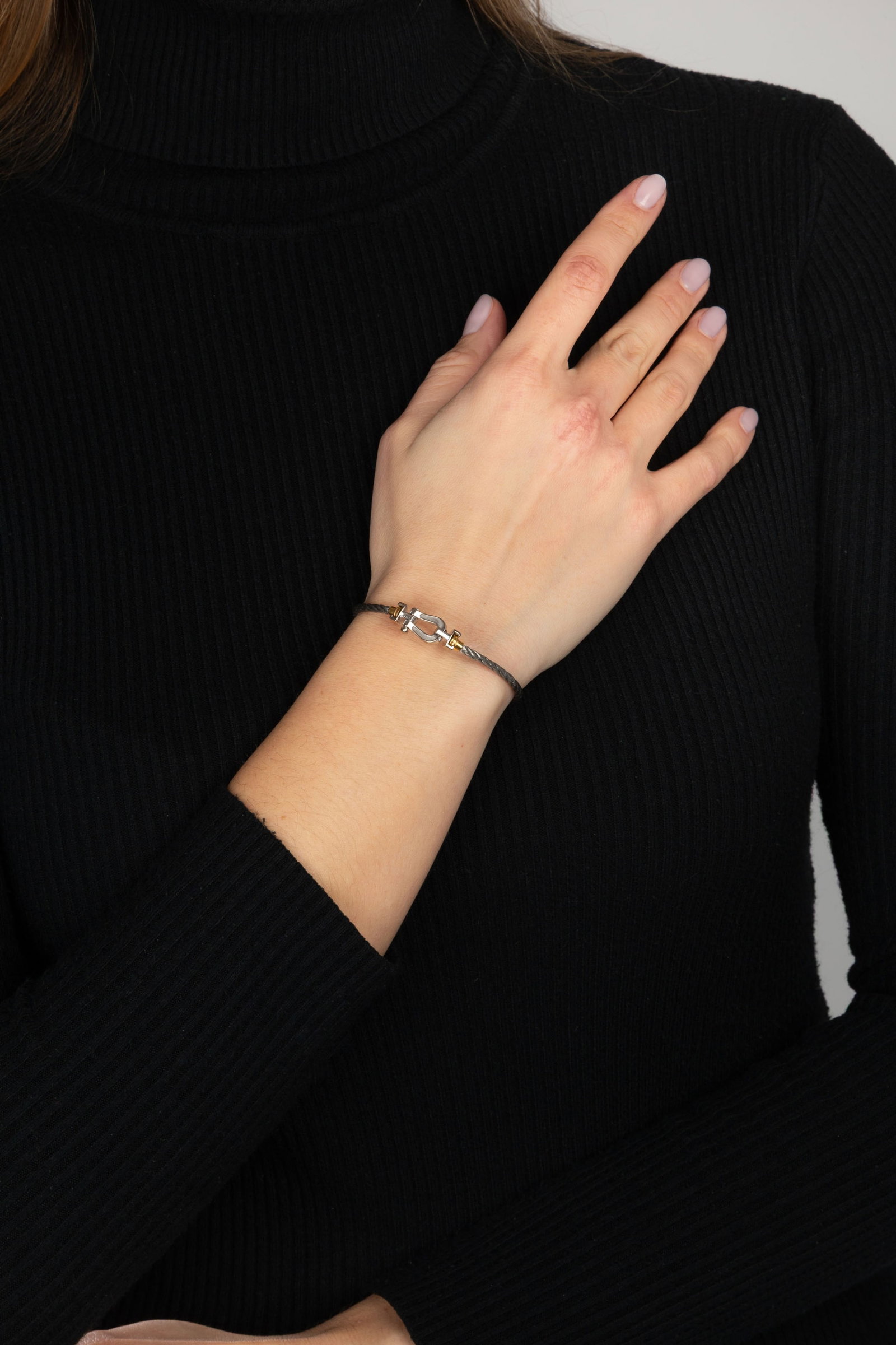 Fred, Force 10, centre de bracelet or gris 750 serti de diamants taille brillant avec son cordon int - 4