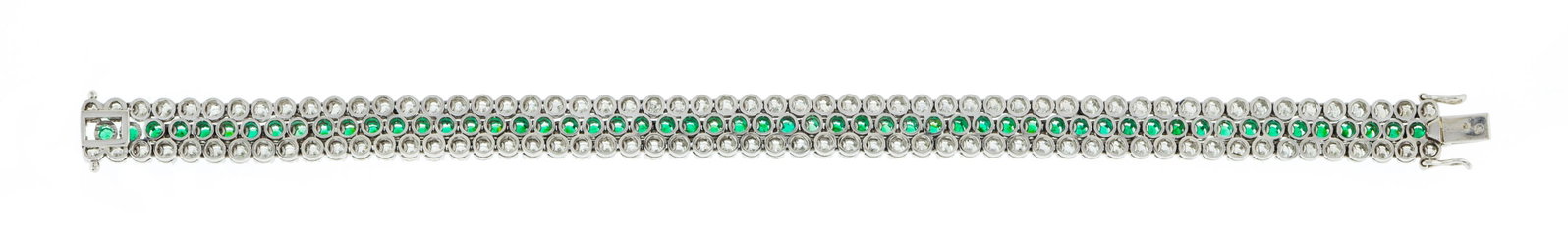 Bracelet or gris 750 composé de deux lignes serties de diamants taille brillant enserrant une l - 3