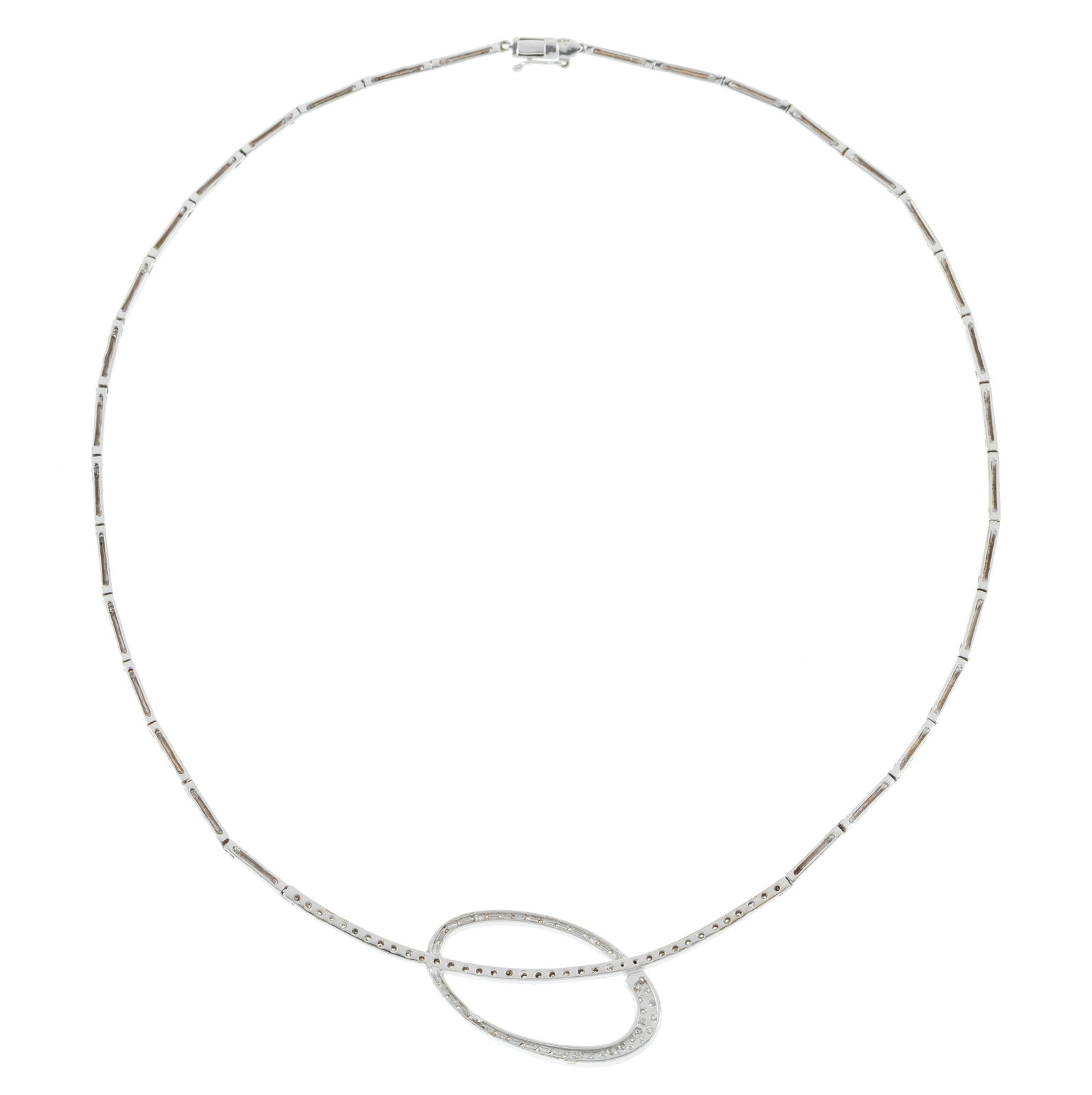 Collier or gris 750 articulé d'éléments allongés et retenant un centre elliptiqu - 3