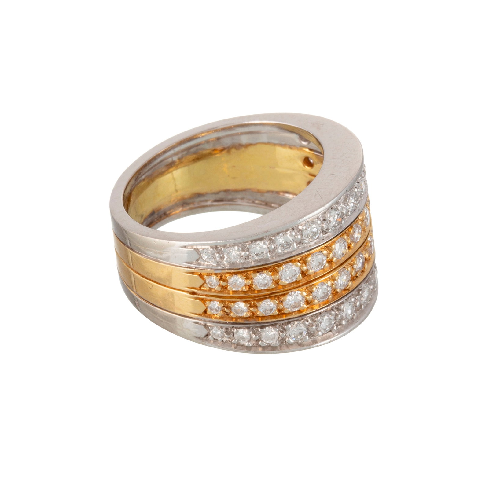 Bague or et or gris 750 formant quatre lignes serties de diamants taille brillant, doigt 52-12, 9g - 3