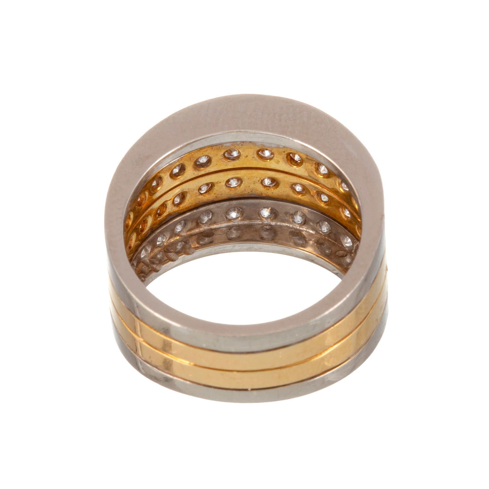 Bague or et or gris 750 formant quatre lignes serties de diamants taille brillant, doigt 52-12, 9g - 4
