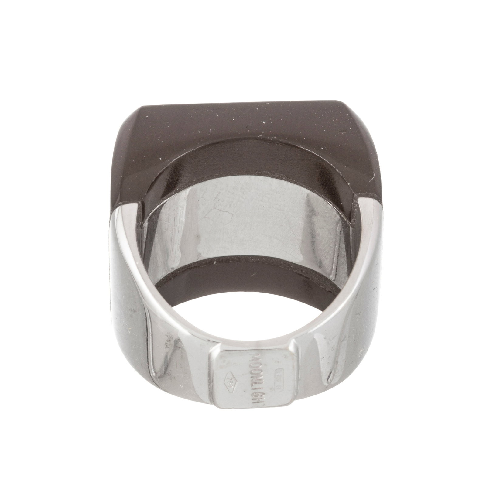 Moonlight, bague or gris 750 et onyx cerclé d'une ligne de diamants taille brillant, doigt 51-1 - 4