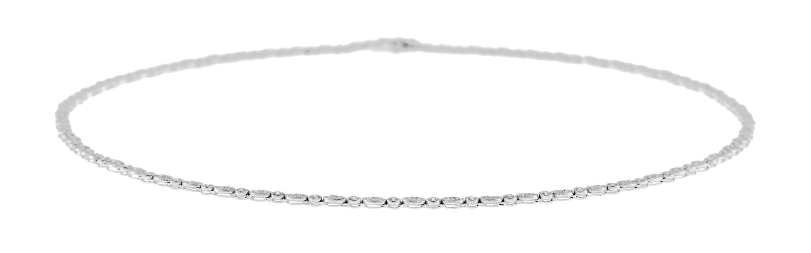 Collier or gris 750 articulé d'éléments circulaires et ovales sertis de diamants tail - 2