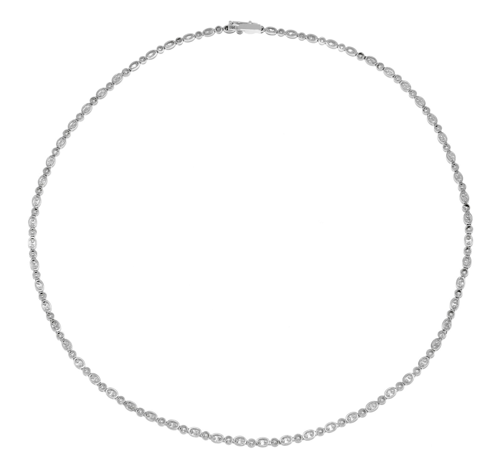 Collier or gris 750 articulé d'éléments circulaires et ovales sertis de diamants tail - 3