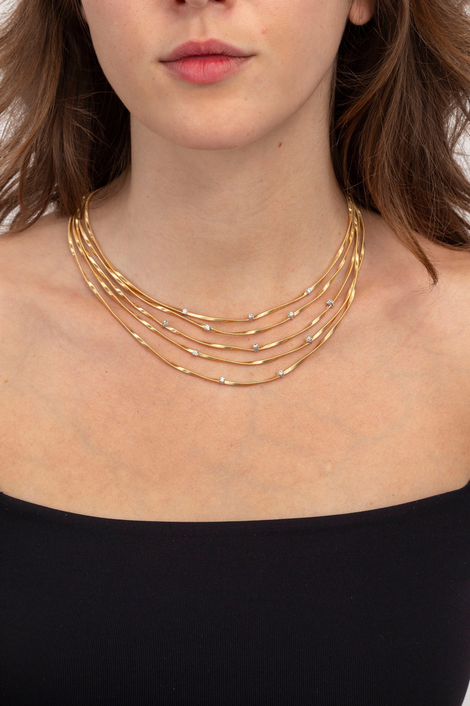 Marco Bicego, collier or 750 composé de bandes flexibles serties de diamants taille brillant, s - 4