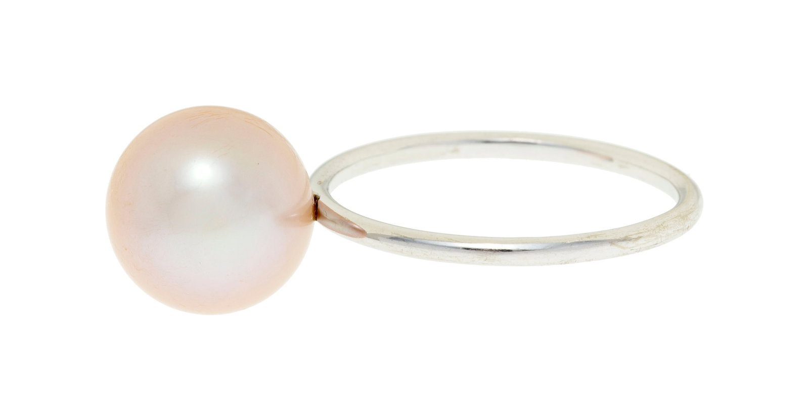 Bucherer, bague or gris 750 sertie d'une perle de culture rosée (diam. 10 mm), signée, doi - 2