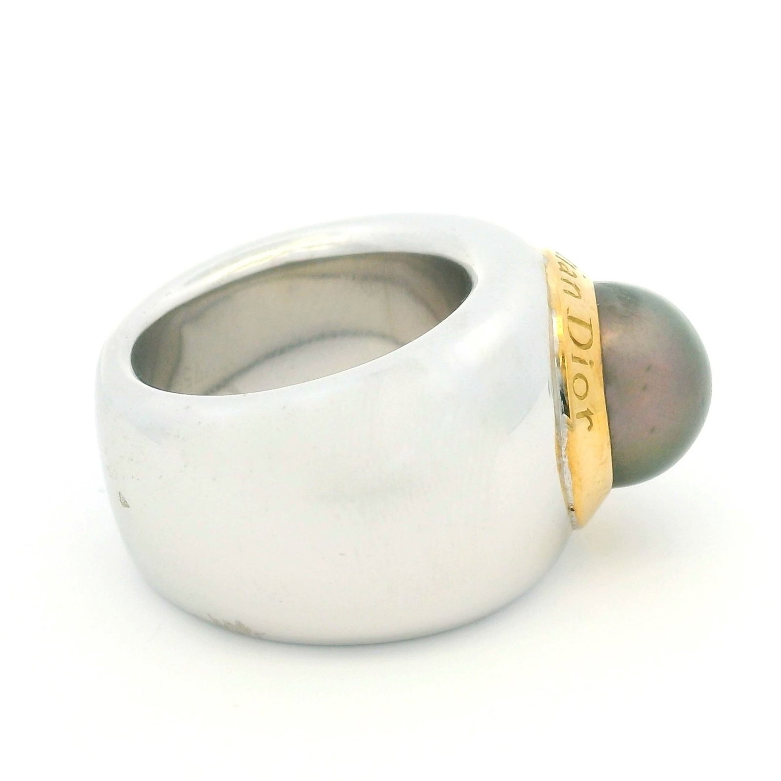 Christian Dior, bague 2 ors 750 ornée d'une perle de culture de Tahiti, signée, numér - 2
