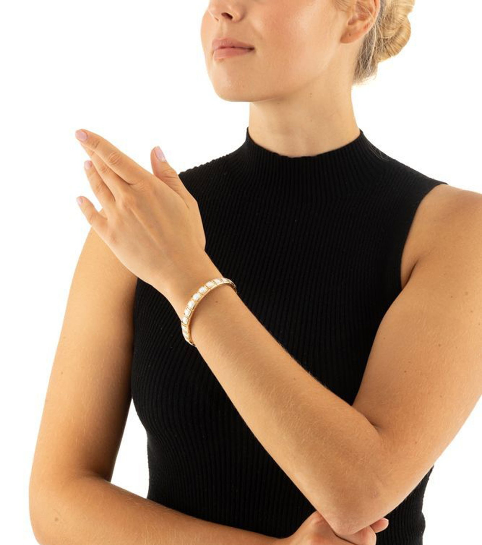 Louis Golay, bracelet or rose 750 composé d'une succession d'éléments carrés ser - 4