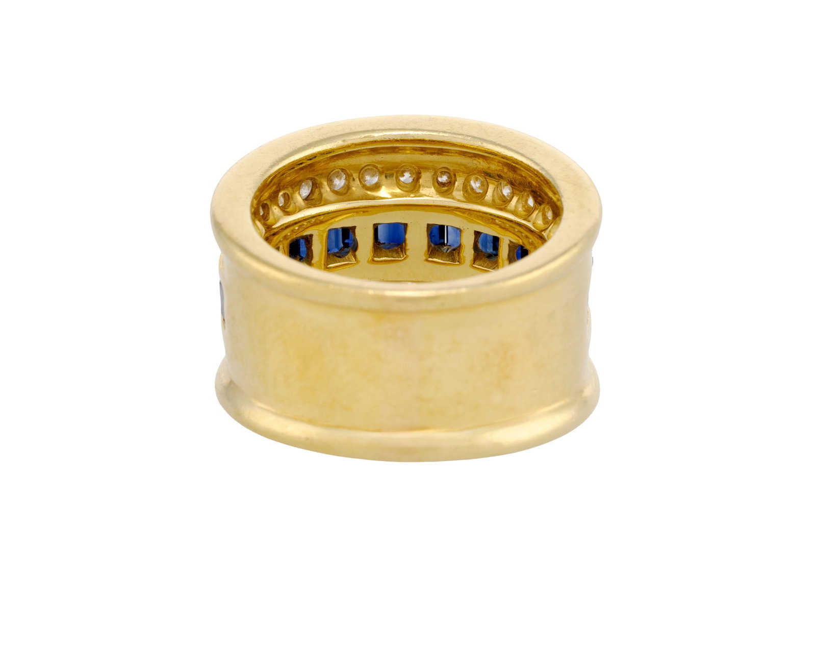 Serkos, bague en or 750 sertie d'une ligne de saphirs rectangulaires et de diamants taille brillant, - 3