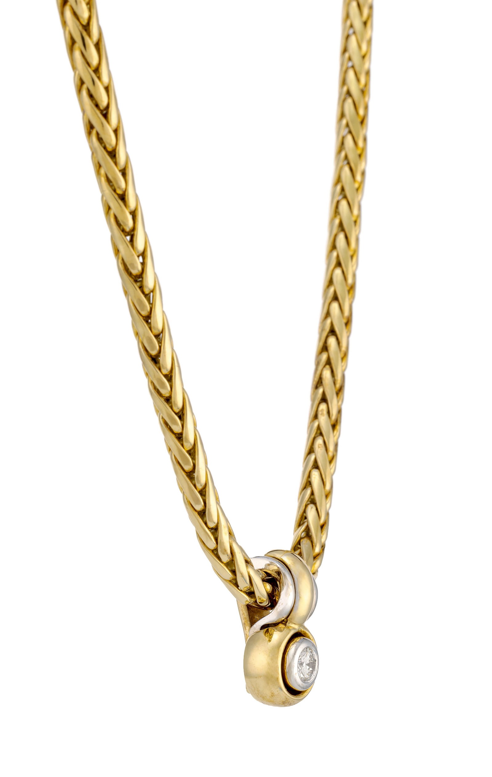 Gübelin, collier 2 ors 750 à maille palmier avec un centre détachable serti d'un diam - 2