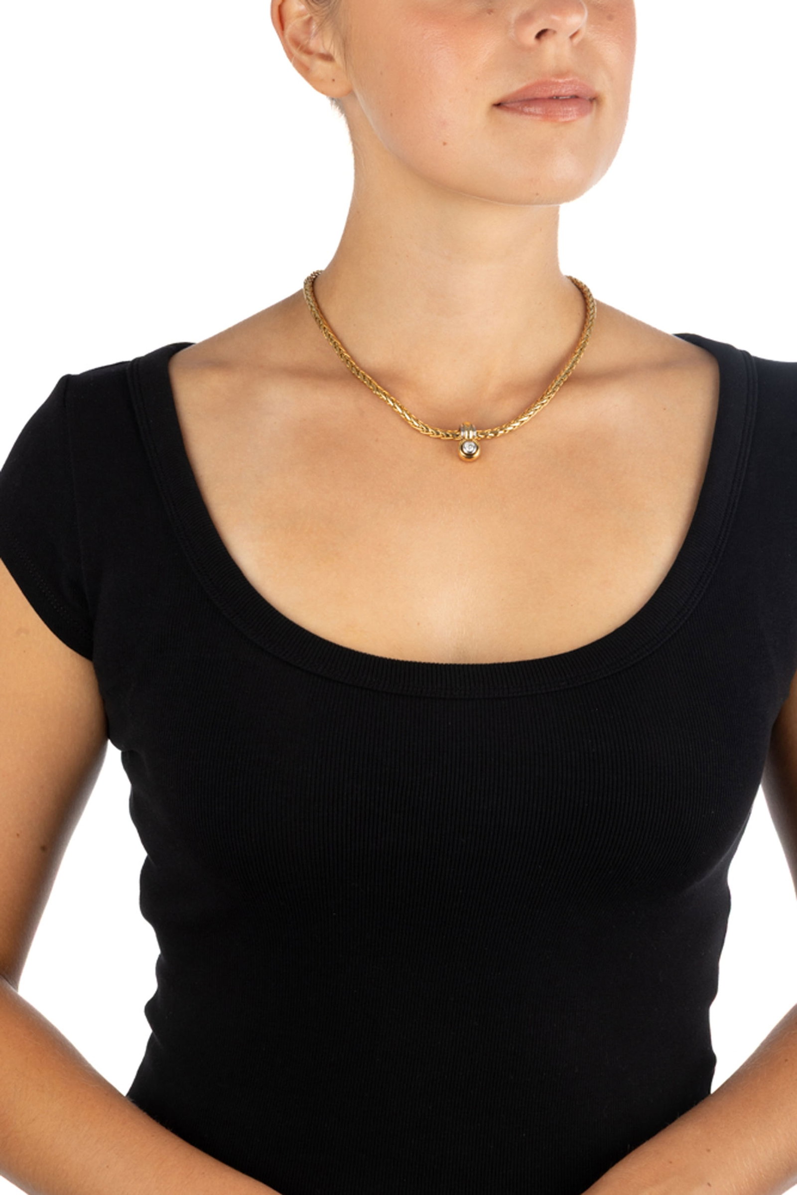 Gübelin, collier 2 ors 750 à maille palmier avec un centre détachable serti d'un diam - 4